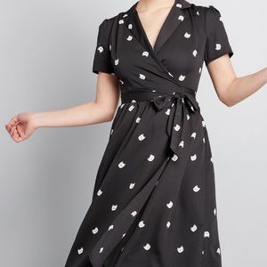 NWT black cat tie dress from ModCloth